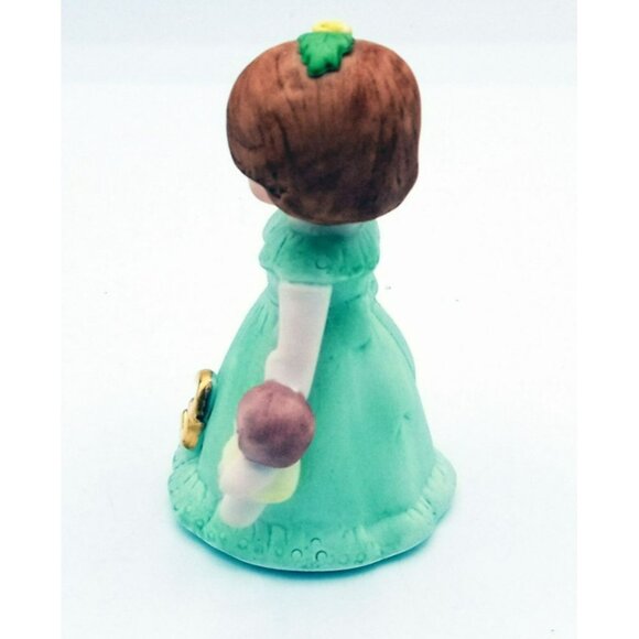 Enesco Birthday Girl Age 3 Brunette Green Dress Bisque Porcelain 1982 3.25" - Picture 7 of 15